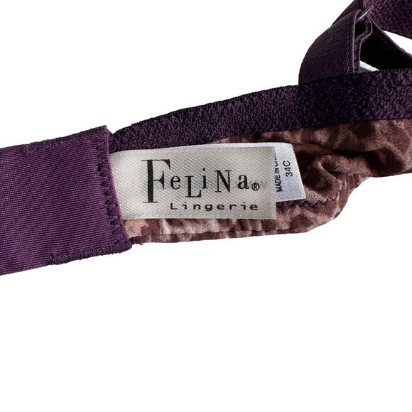 Felina Lingerie Purple Leopard Print Push-Up Bra NWOT Size 34C - Picture 7 of 8